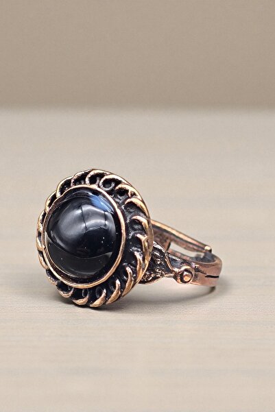 NBS Beautiful Naturel Stones خاتم نحاسي مع حجر طبيعي قابل للتعديل عالي الجودة للحماية من العين الشريرة (هدية، يوم خاص) تصميم عتيق قديم