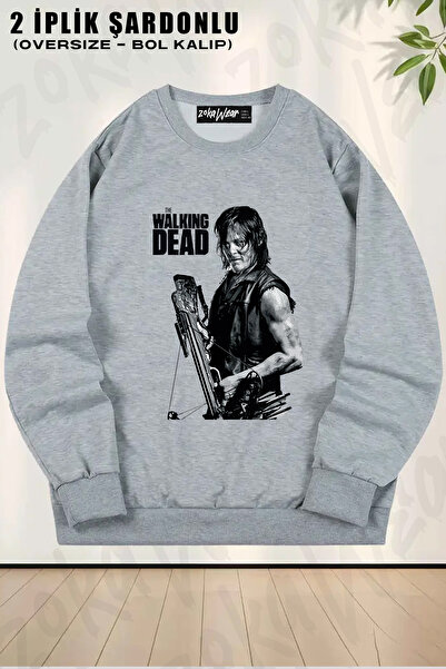 ZOKAWEAR Φούτερ Unisex Loose Fit Daryl Dixon The Walking Dead με τύπωμα Design oversized με λαιμόκοψη