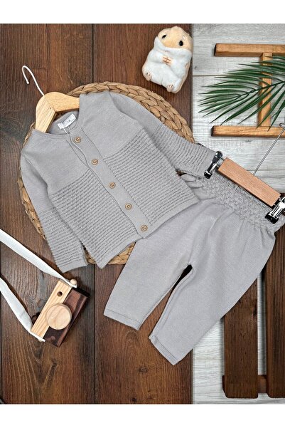 Kids Kingdom Knitwear Cotton Patterned Buttoned Detailed 2-Piece Baby Boy Set