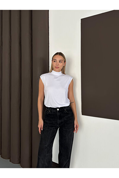 RDK Giyim Дамски боди без ръкави с обло деколте - бял