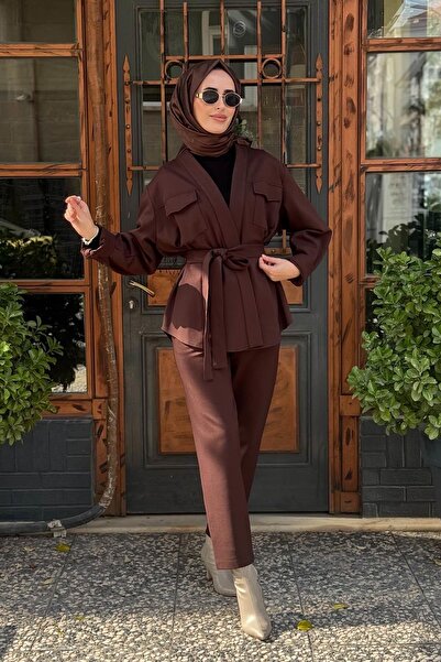 Ceremony Pantolonlu Takım W-6849 Kahve