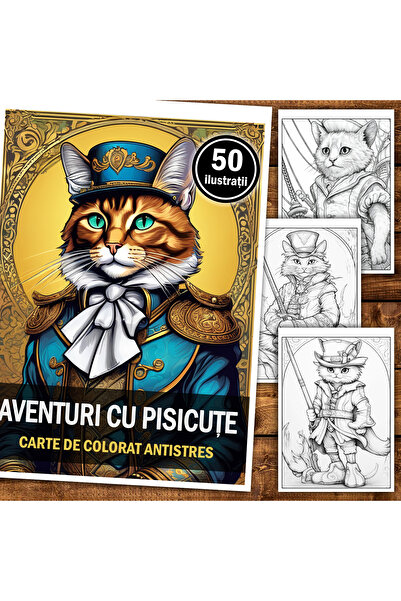 Legendary Gifts Книжка за оцветяване, 50 илюстрации, Приключения с котенца