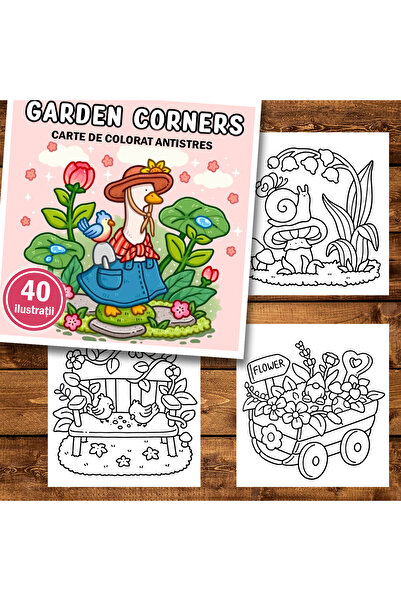 Legendary Gifts Книга за рисуване, 40 илюстрации Градински кътчета