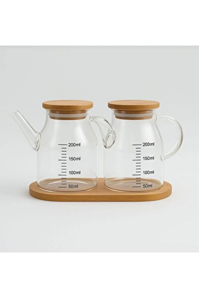 Twins Candle Design Mini Yağdanlık ve Sosluk Seti, Bambu Stantlı ve Vakumlu B...