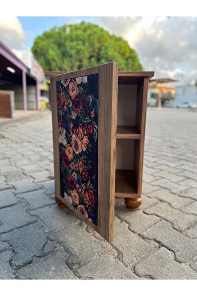 Store Miss Wood MSW-K105 Goblen Komodin Raflı Rustik Kahverengi , Beyaz , Siyah