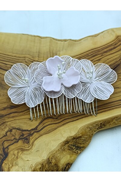 renaitre art Powder Pink Scallop Design Hair Clip, Bridal Hair Clip, Special ...