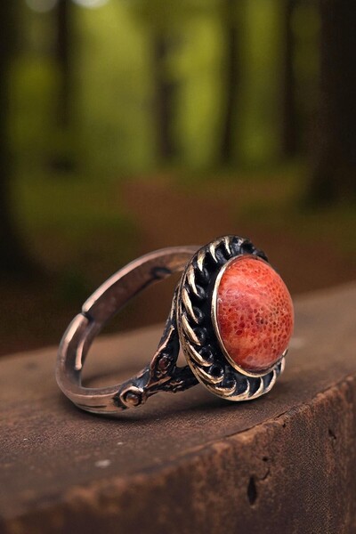 NBS Beautiful Naturel Stones خاتم نحاسي مع حجر طبيعي قابل للتعديل عالي الجودة للحماية من العين الشريرة (هدية، يوم خاص) تصميم عتيق قديم