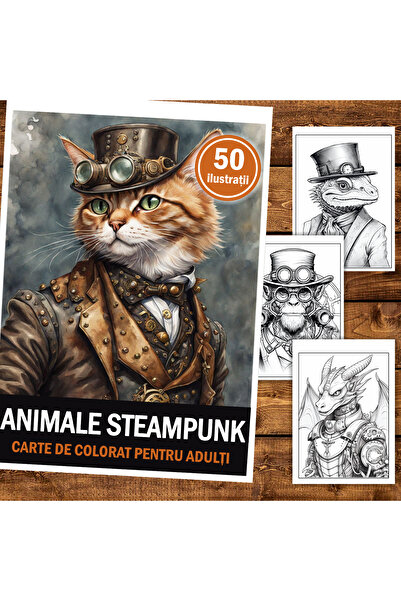 Legendary Gifts Carte de pictură, 50 de ilustrații, Animale Steampunk