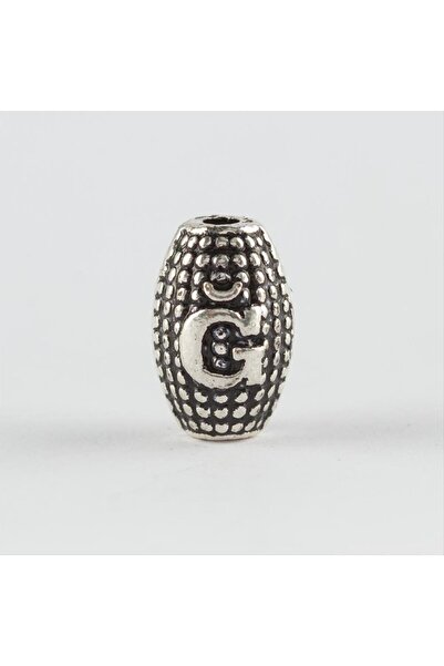 İNLAKECHANDMADE خرز معدني على شكل حرف أبجدي مقطوع بزاوية 8 مم (184307) -حرف -ج