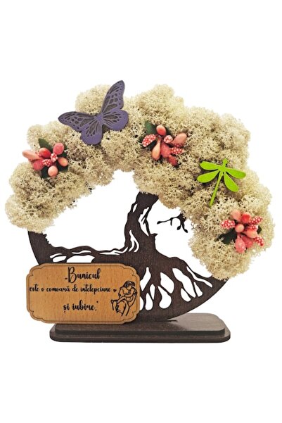 OEM Tablou decorativ „Copacul Vieții” cu licheni stabilizați, mesaj pentru bu...