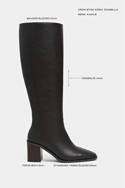 NİŞANTAŞI SHOES Γυναικείες μπότες με τακούνι Isabella Brown με ματ μύτη με φερμουάρ