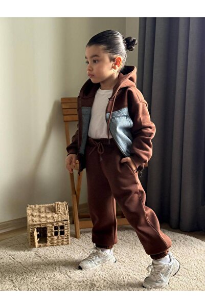 RONYPONY Girls' Denim Garnished Double Set