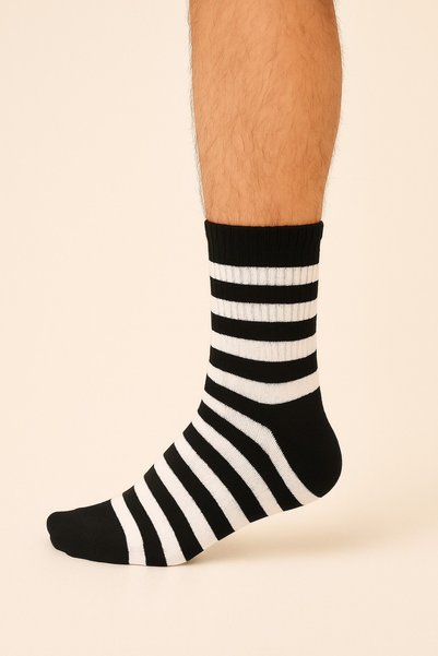 Özpek Giyim Cow Patterned Black and White Cotton College Socks Set - 4 Pieces
