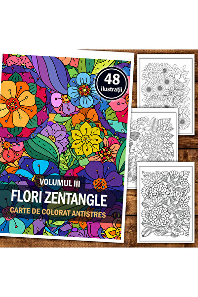 Legendary Gifts Carte de pictură, 48 de ilustrații Flori Zentangle - Volumul III