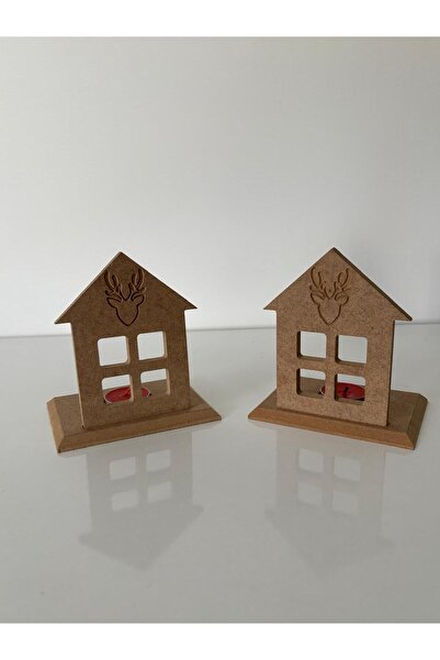 zeygift Yılbaşı Mumluk, Boyanabilir Ham Mdf Yılbaşı Obje