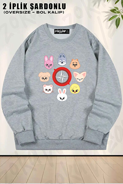 ZOKAWEAR Unisex Oversize Stray Kids K pop cu imprimeu Design guler rotund Swe...