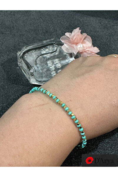 Darya سوار DD573 من الخرز الزجاجي بتفاصيل ذهبية فيروزية