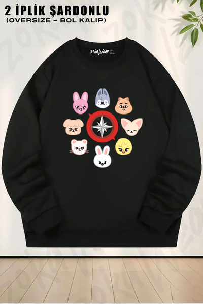ZOKAWEAR Unisex Oversize Stray Kids K pop cu imprimeu Design guler rotund Swe...