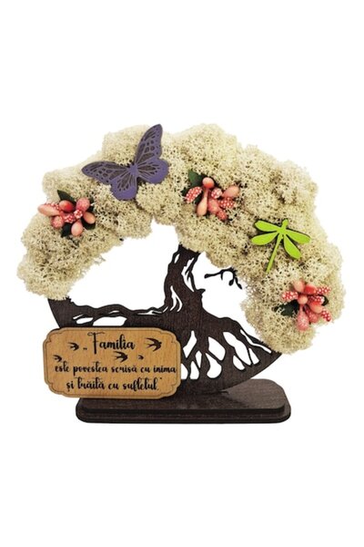 OEM Cadou Copacul Vietii, cu licheni stabilizati, din lemn wenge, „Familia”, ...