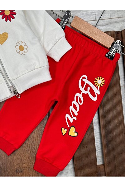 Kids Kingdom 3-Piece Baby Girl Set with Cotton Cardigan and Zipper Detail