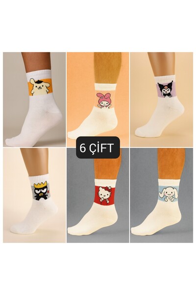 Özpek Giyim مجموعة جوارب لطيفة بتصميم كاوايي للجنسين - 6 قطع