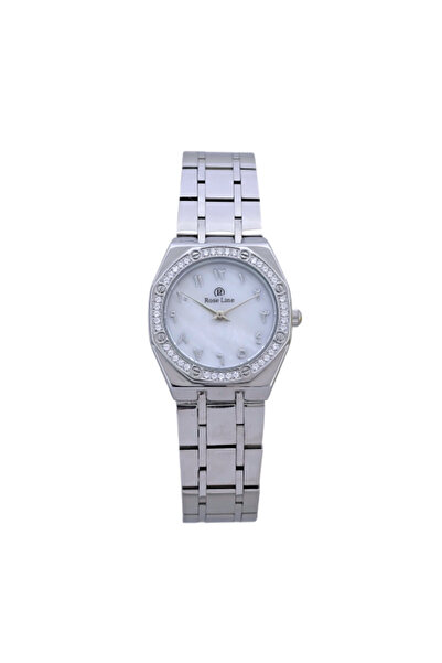 mont royal Women's watch with zircon stones, Arabic numerals, silver