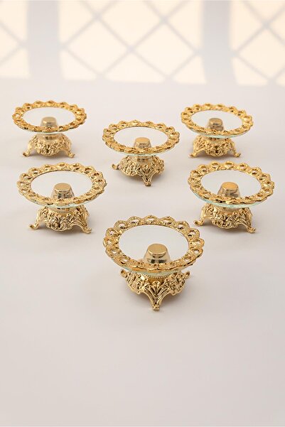 Yaren Style 6'lı Saray Modeli Gold Cam İkramlık Seti