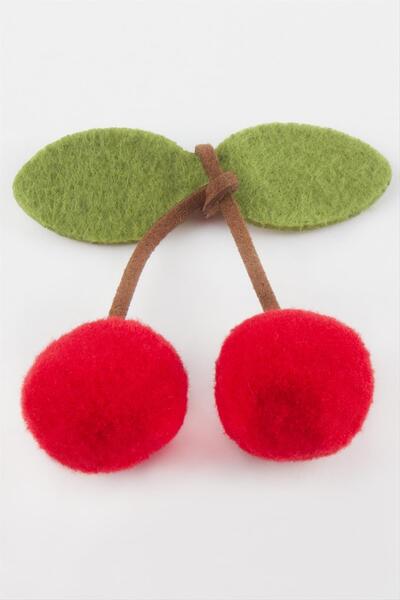 Bijuteri Net كرة كبيرة من الفرو الصناعي على شكل كرز (174652) قطعة واحدة - أحمر