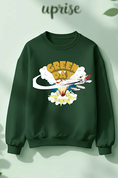 Vordevia Hanorac Green Day cu imprimeu din bumbac 3 fire B guler rotund O sup...