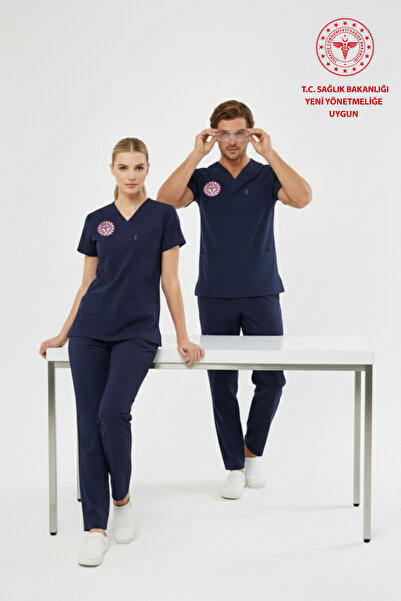 Class Üniforma Lacivert Hemşire Forması Likralı Scrubs Kadın (Yeni Yönetmeliğe Uygun - Patriot Blue)