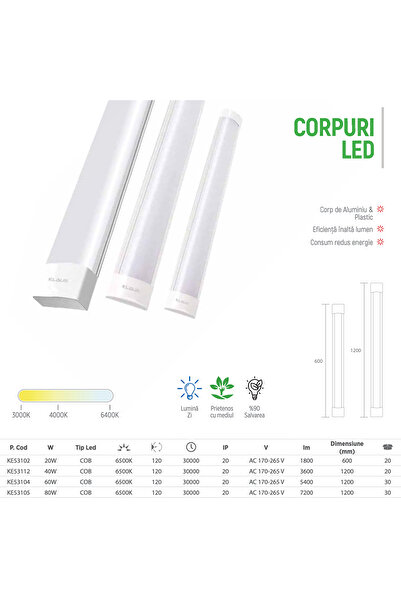 Klaus Corp De Iluminat Cu Led 40W 3600Lm 6500K 175-265V, KE53112 (30)
