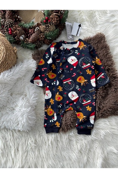 BabyDia New Year's Detailled Zippered Jumpsuit