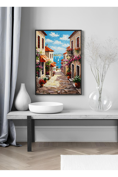 ARTCASTLE Set de pictură cu o singură tablou, pictură în ulei cu ramă din lem...