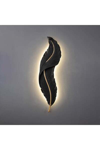 homelight ابليك مودرن ليد شكل ريشة - اسود 44 سم