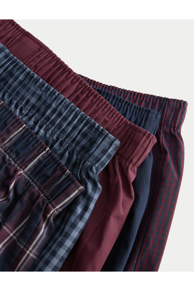 Marks & Spencer 5'li Saf Pamuklu Kareli Dokuma Boxer Seti