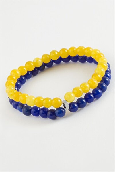 ZERO LAND Mtxdpn Yellow Navy Blue Natural Stone Bracelet (181346) 6 Mm-Navy Blue