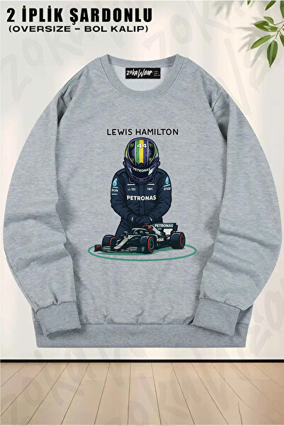 ZOKAWEAR سويت شيرت بتصميم فضفاض للجنسين من فورمولا 1 لويس هاميلتون F1 مطبوع ت...