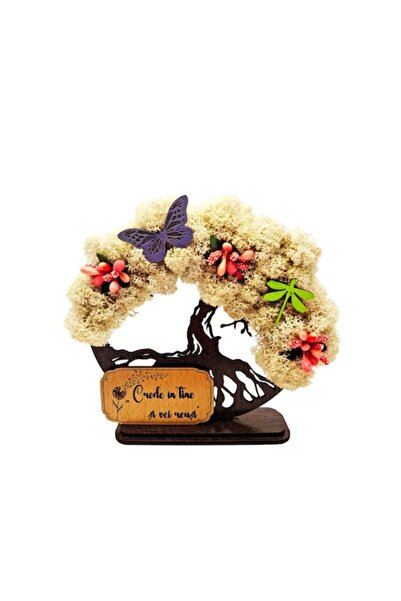 OEM Decorative Picture 'Tree of Life' with Stabilized Lichens, Wenge, 15 cm