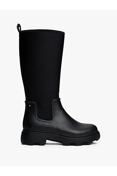 Tommy Hilfiger Kadın Warm Lined Fermuarlı Uzun Yağmur Çizmesi - Siyah