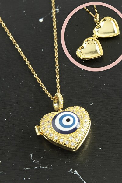 CT STONES قلادة من الفولاذ مع غطاء على شكل قلب وحجر الزركون (162134) - أصفر