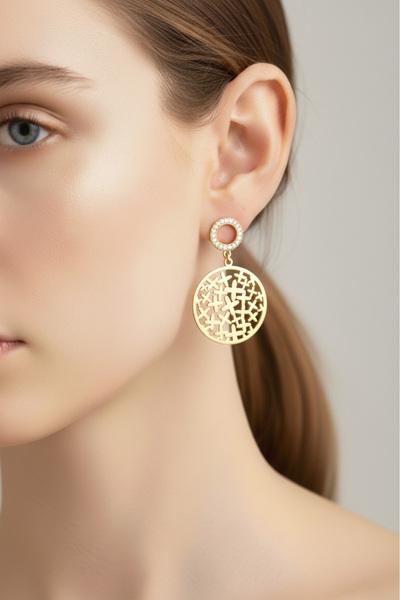 Modacaprea Çelik Yuvarlak Artı Klipsli Kadın Küpe I Karamaz Kadın Gold Çelik Küpe