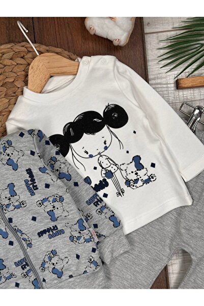 Kids Kingdom 3-Piece Baby Girl Set with Cotton Cardigan