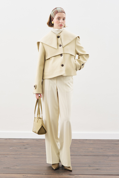 Manuka Button-Detail Brown Leather Jacket Sand