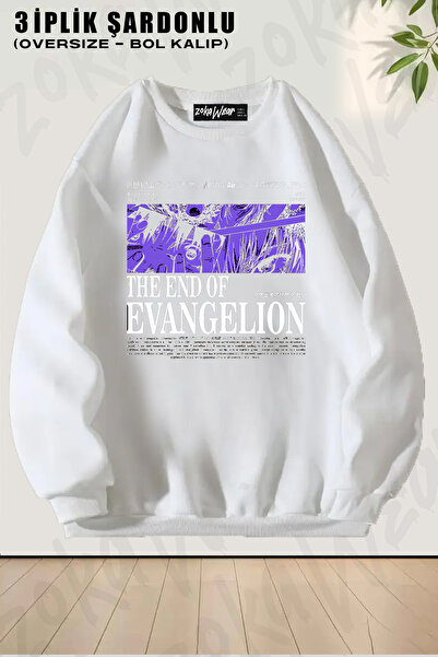 ZOKAWEAR Unisex Oversize The End Of Evangelion cu imprimeu Design guler rotun...