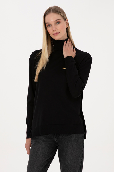 U.S. Polo Assn. Women's Black Basic Turtleneck Sweater 50307742-Vr046