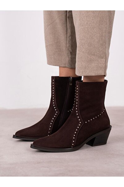 ECENİN BUTİĞİ Ruxan Kahve Süet Hakiki Deri Kadın Bot