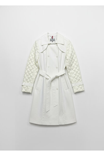 Icon Kadın Kemerli Kapitone Kollu Trençkot Şık Günlük Modern Model