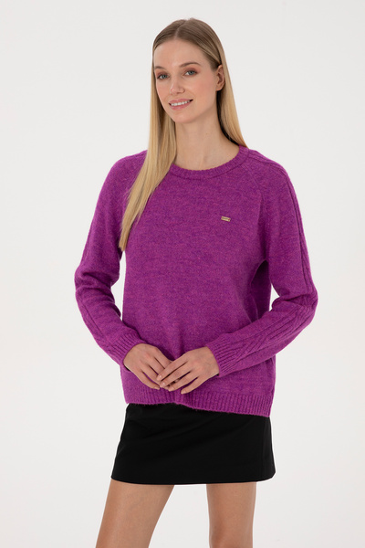 U.S. Polo Assn. Women's Violet Crew Neck Sweater 50310106-Vr037