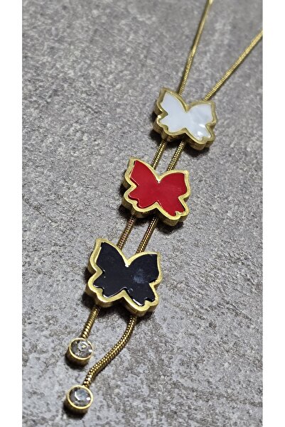 stainles steel Stainless Steel Necklace with Colorful Butterfly Figure