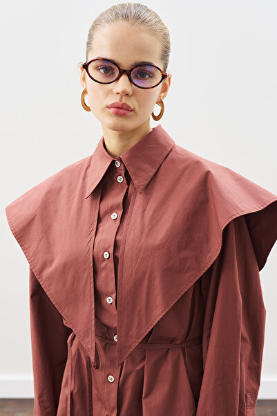 Manuka Triangle Scarf Oversized Shirt Cinnamon Shell